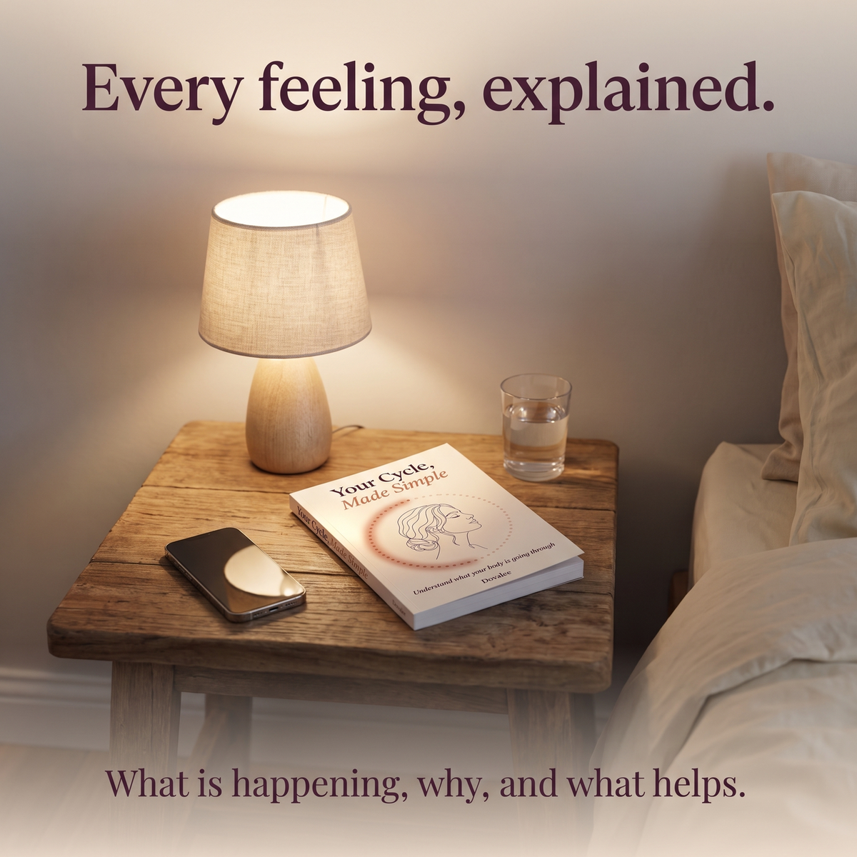 The book on a bedside table at night: Every feeling, explained. What is happening, why, and what helps.