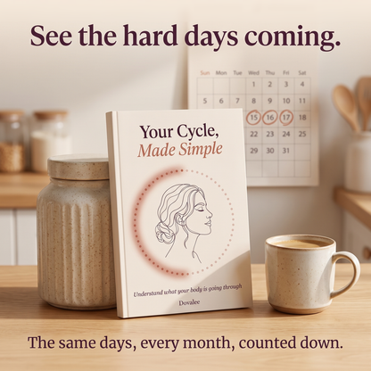 The book on a kitchen counter by a calendar: See the hard days coming. The same days, every month, counted down.